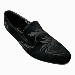 Amali Mens 10.5 Argos Velvet Tuxedo Designer Slip on Shoes Smoking Slipper Black